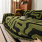 Modern Boho Chenille Sofa Cover Throw Blanket, Abstract Geometric Pattern Couch Cover