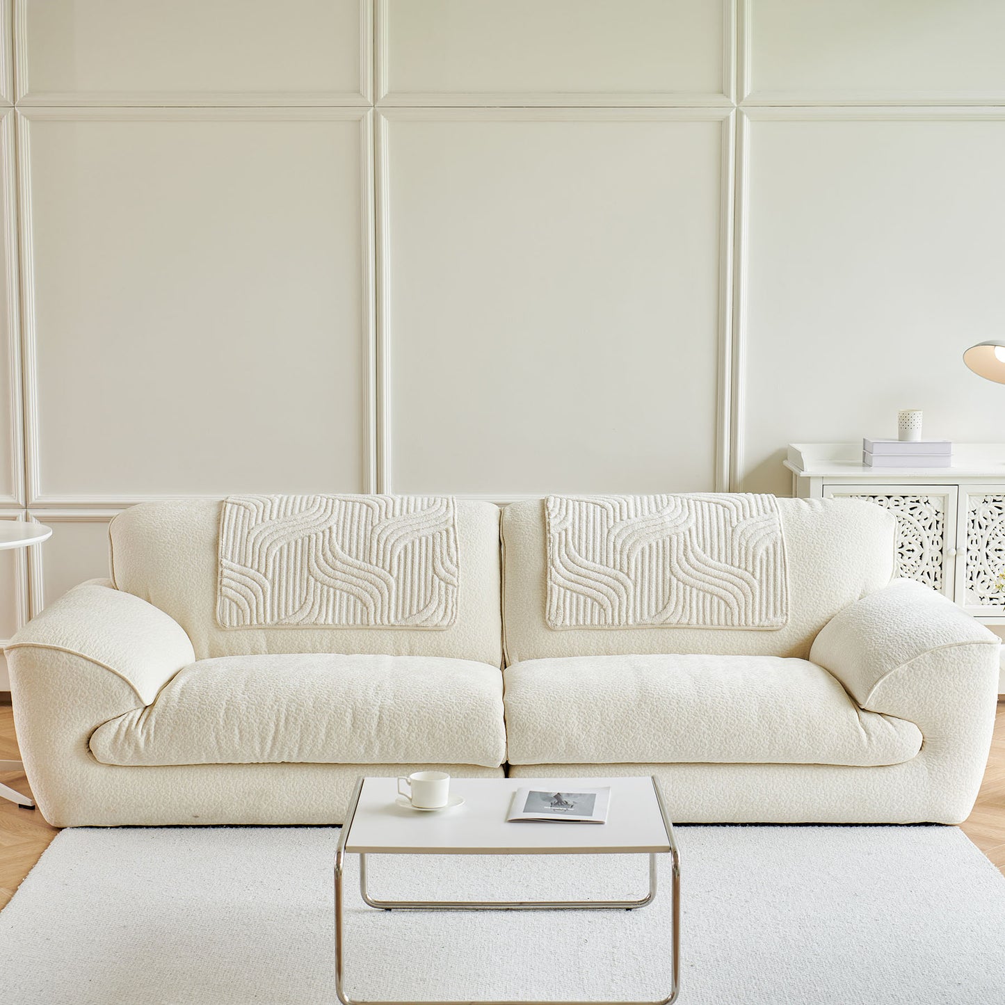 Luxury Plush Non-Slip Sofa Covers, Soft Fuzzy Embossed Sofa Topper & Seat Covers