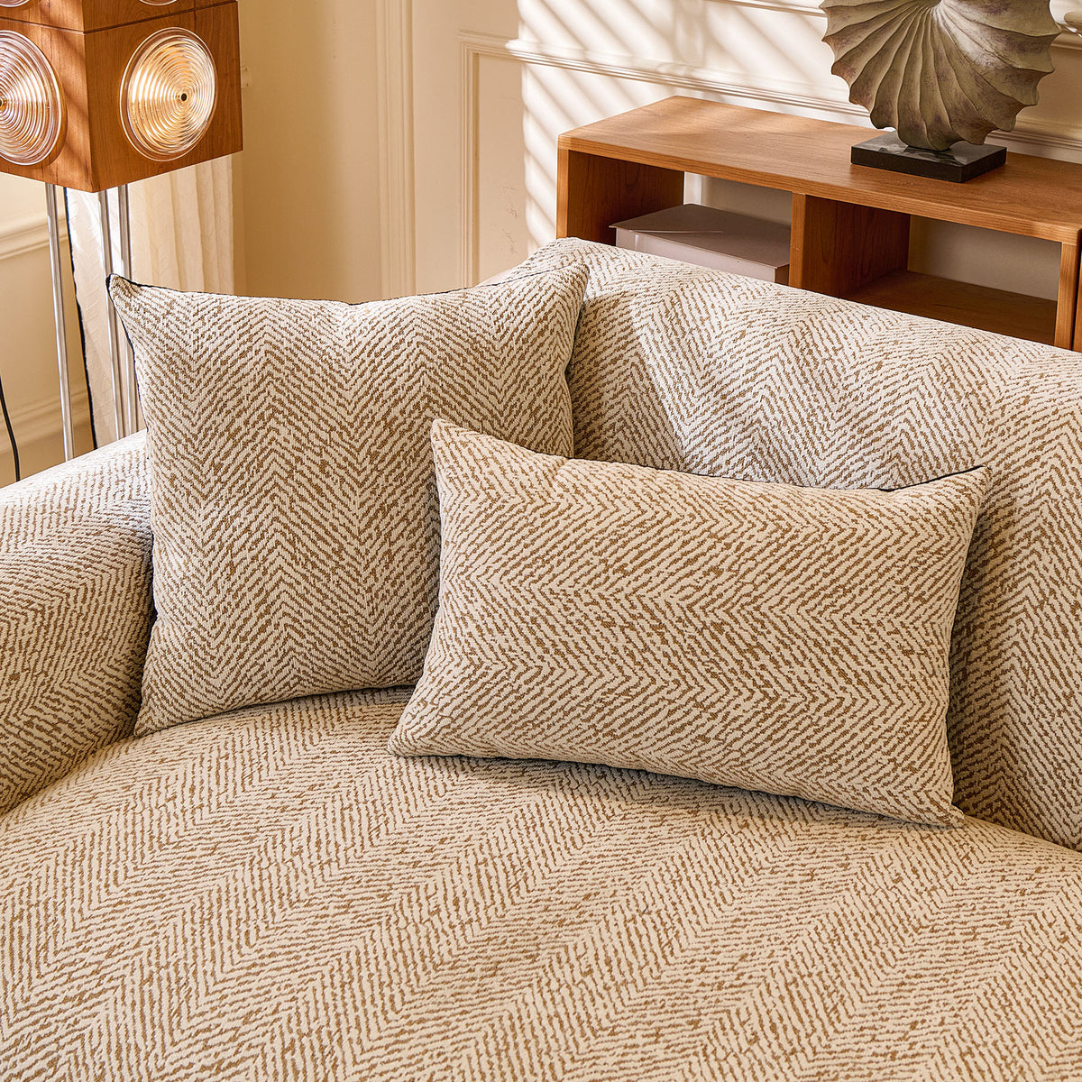 Chenille Herringbone Sofa Protector, Soft Non-Slip Couch Cover with Silicone Backing