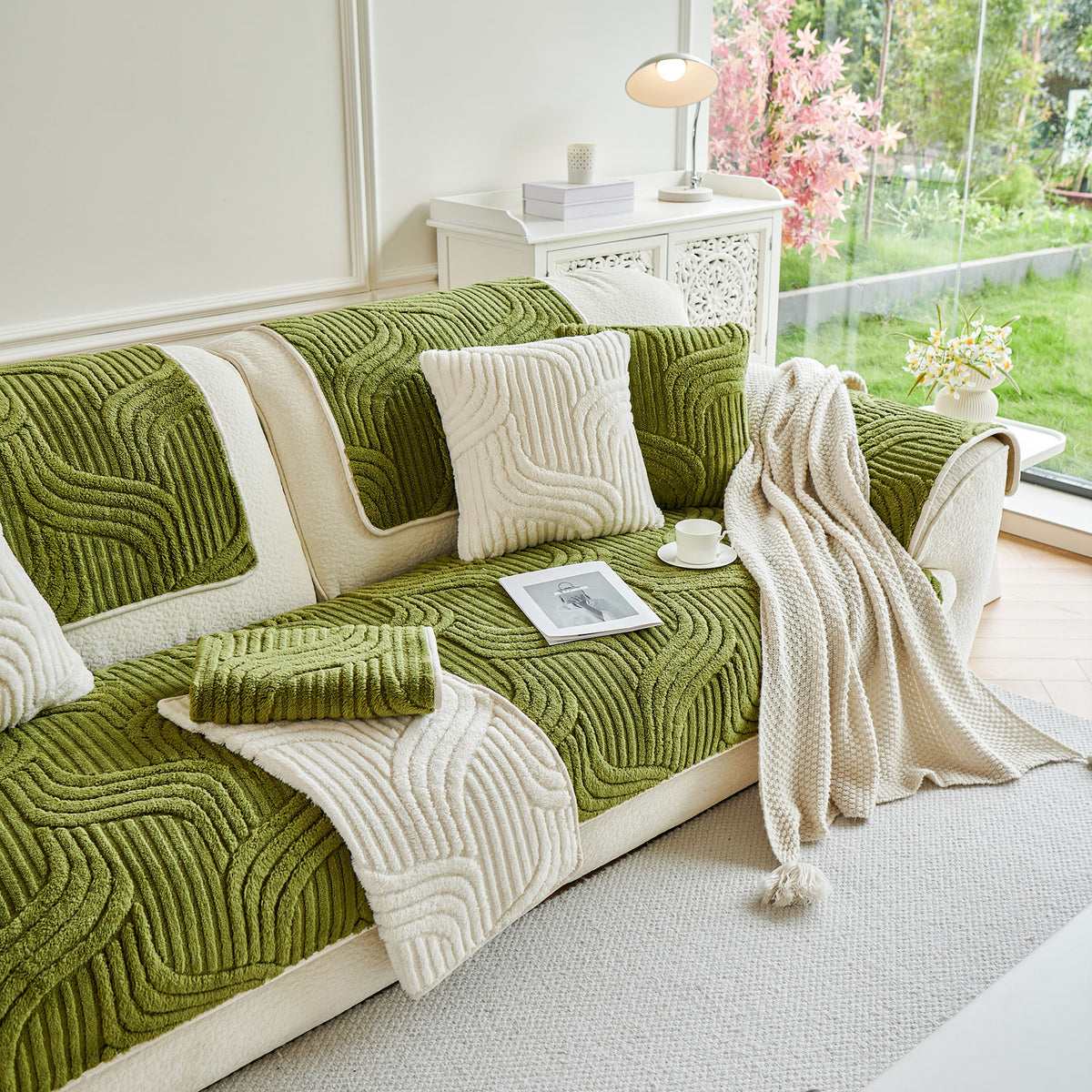 Luxury Plush Non-Slip Sofa Covers, Soft Fuzzy Embossed Sofa Topper & S – Slipcover KAS™
