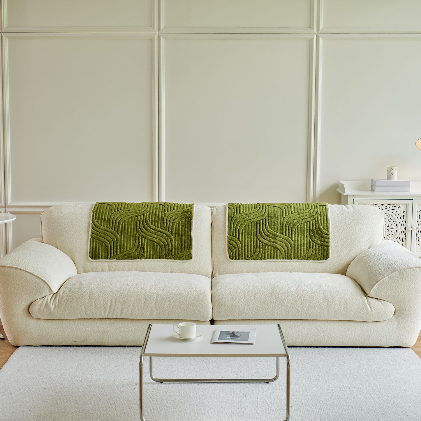 Luxury Plush Non-Slip Sofa Covers, Soft Fuzzy Embossed Sofa Topper & Seat Covers