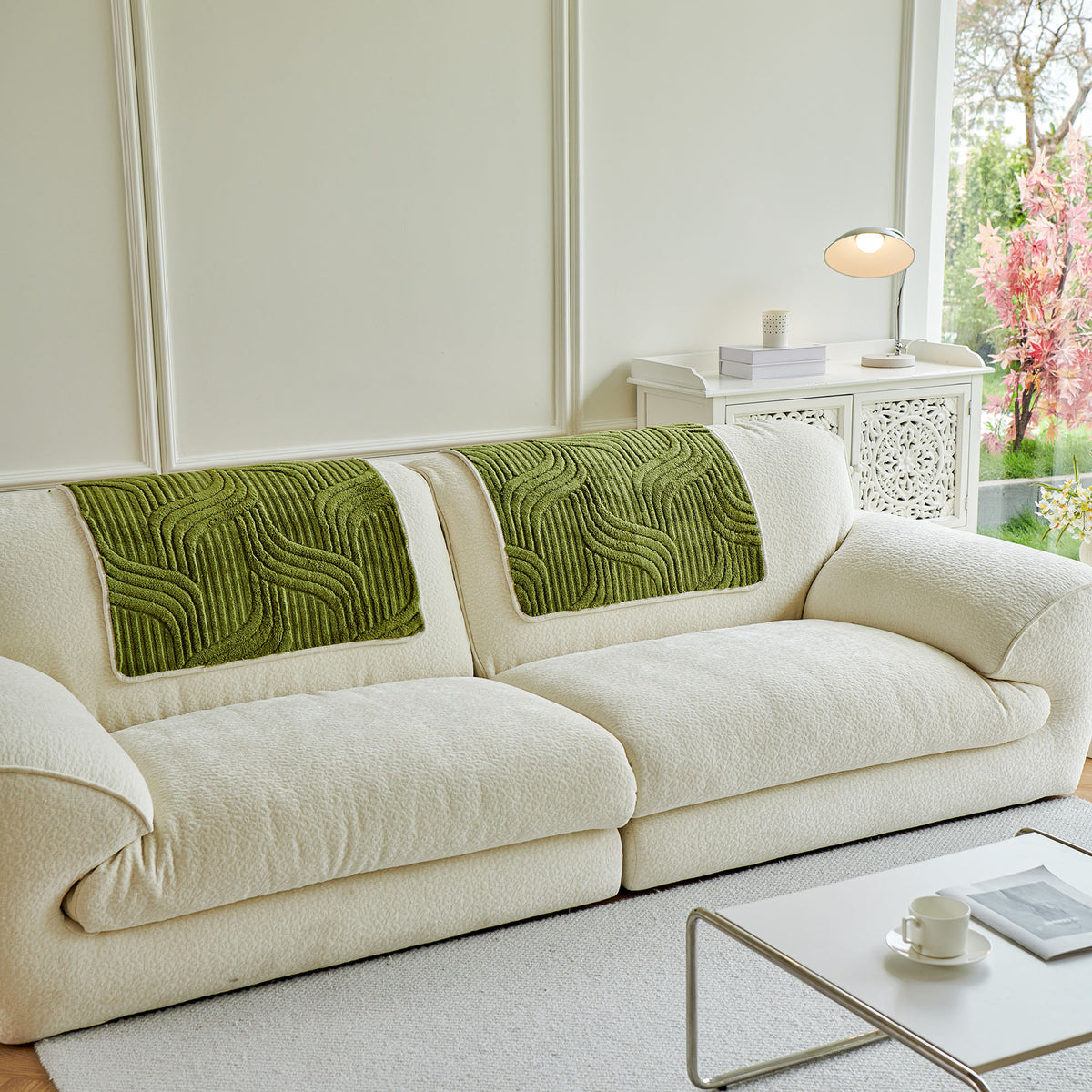 Luxury Plush Non-Slip Sofa Covers, Soft Fuzzy Embossed Sofa Topper & Seat Covers