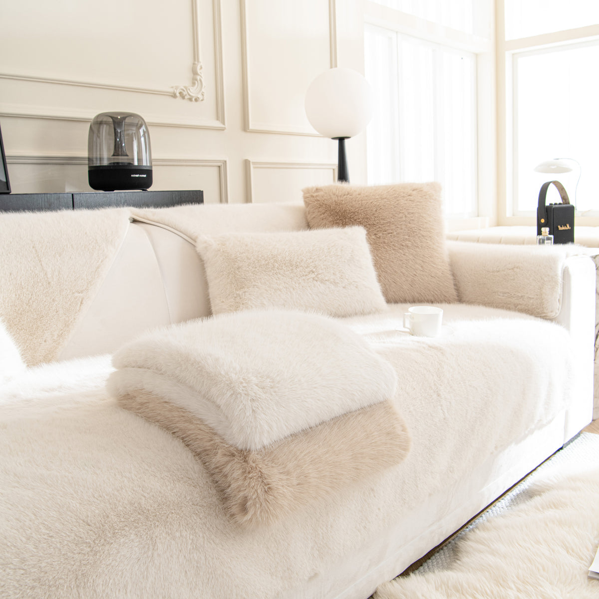 Kunstmink Samt Luxus Flauschiges Sofa Kissen, Winter Warm Dickes Plüsc – Slipcover KAS™