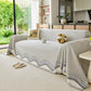 Modern Boho Chenille Herringbone Sofa Throw Cover, Geometric Couch Protector with Fringe