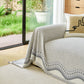 Modern Boho Chenille Herringbone Sofa Throw Cover, Geometric Couch Protector with Fringe