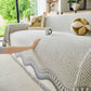Modern Boho Chenille Herringbone Sofa Throw Cover, Geometric Couch Protector with Fringe