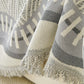 Modern Boho Chenille Herringbone Sofa Throw Cover, Geometric Couch Protector with Fringe