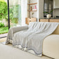 Modern Boho Chenille Herringbone Sofa Throw Cover, Geometric Couch Protector with Fringe