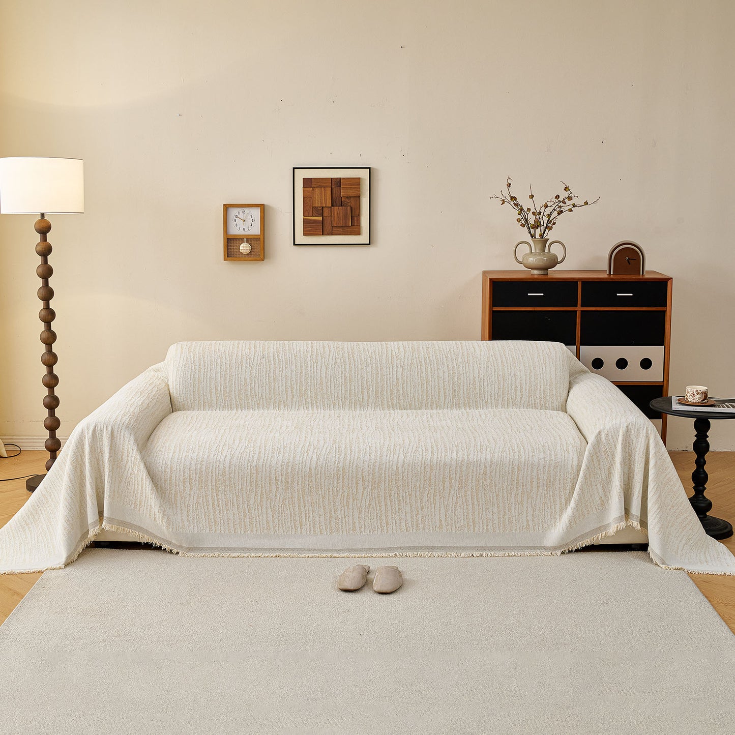 Textured Sofa Cover Blanket for Couch, Modern Decorative Furniture Protector Throw