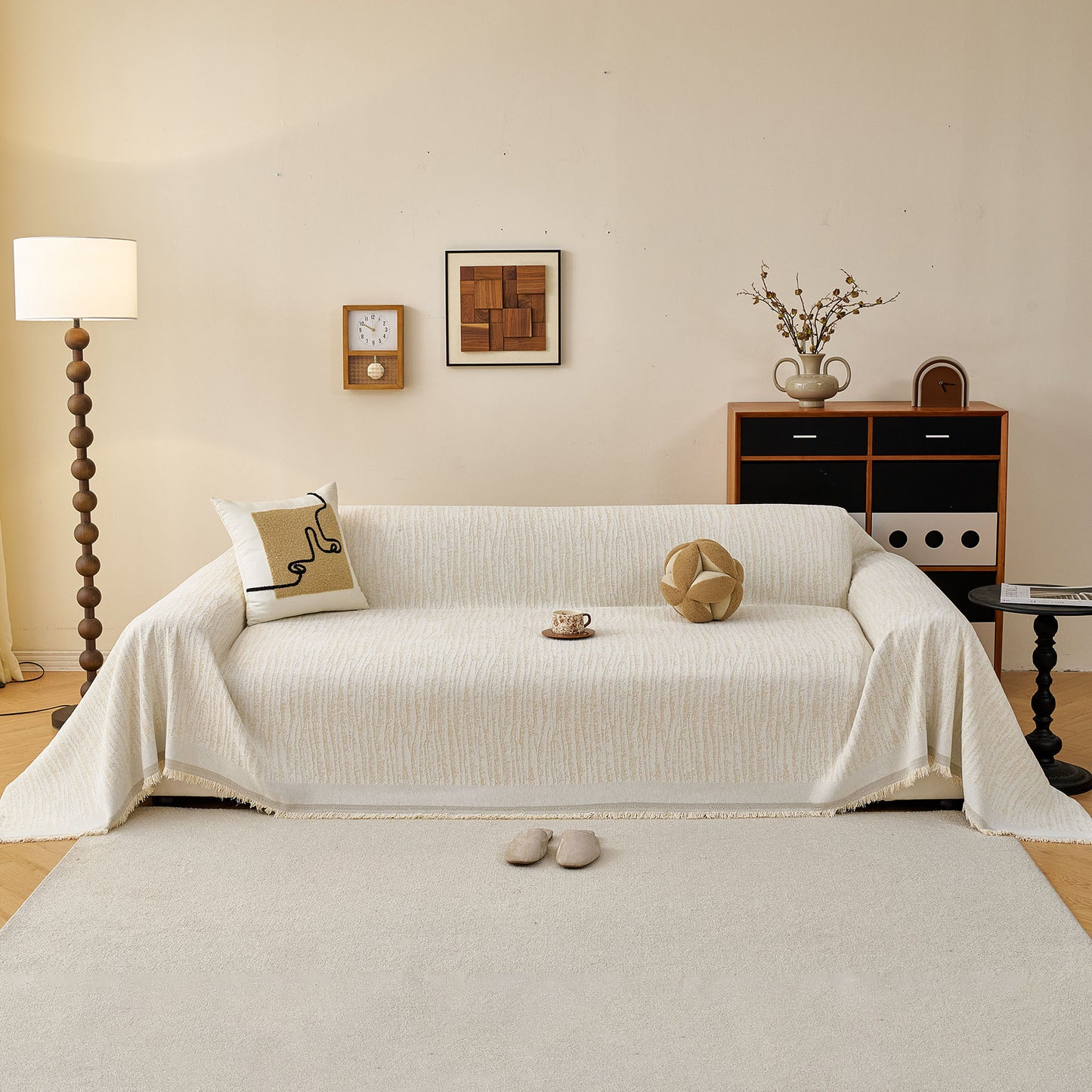 Textured Sofa Cover Blanket for Couch, Modern Decorative Furniture Protector Throw