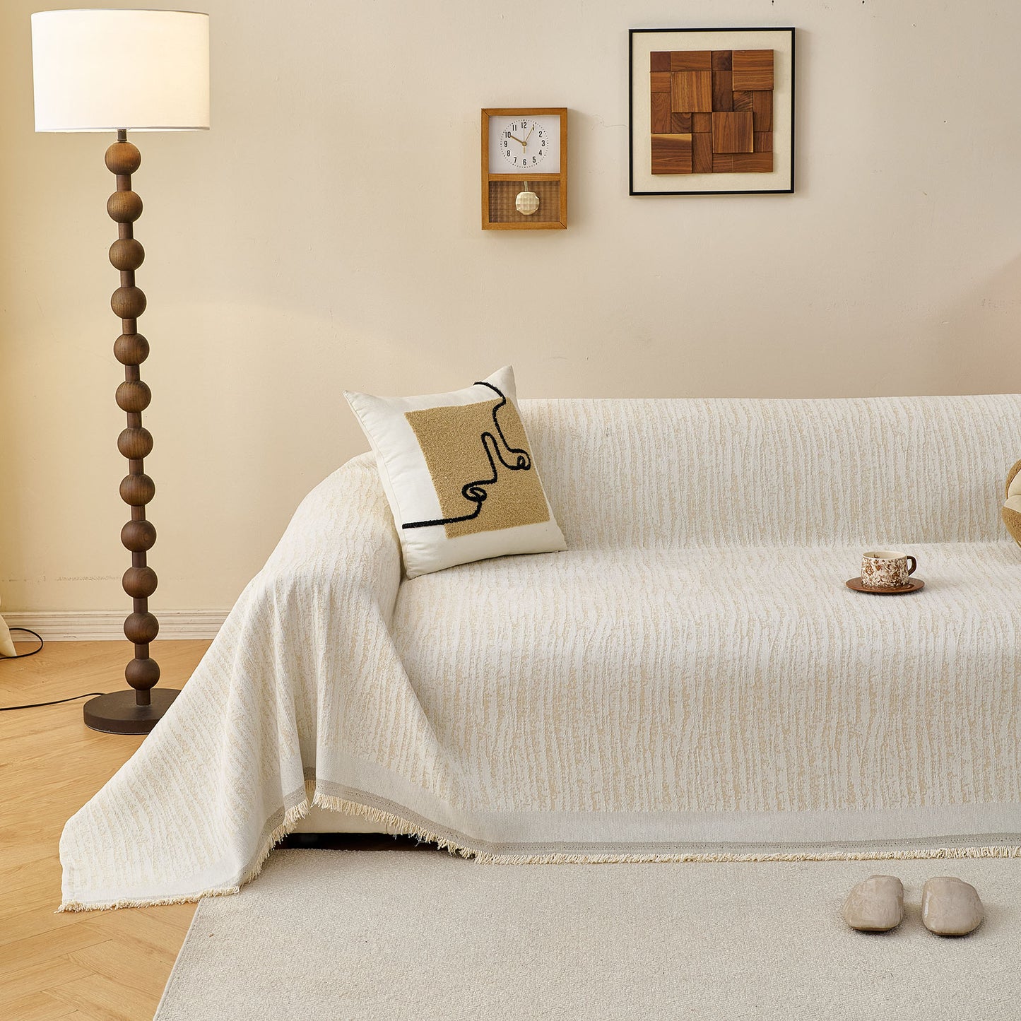 Textured Sofa Cover Blanket for Couch, Modern Decorative Furniture Protector Throw
