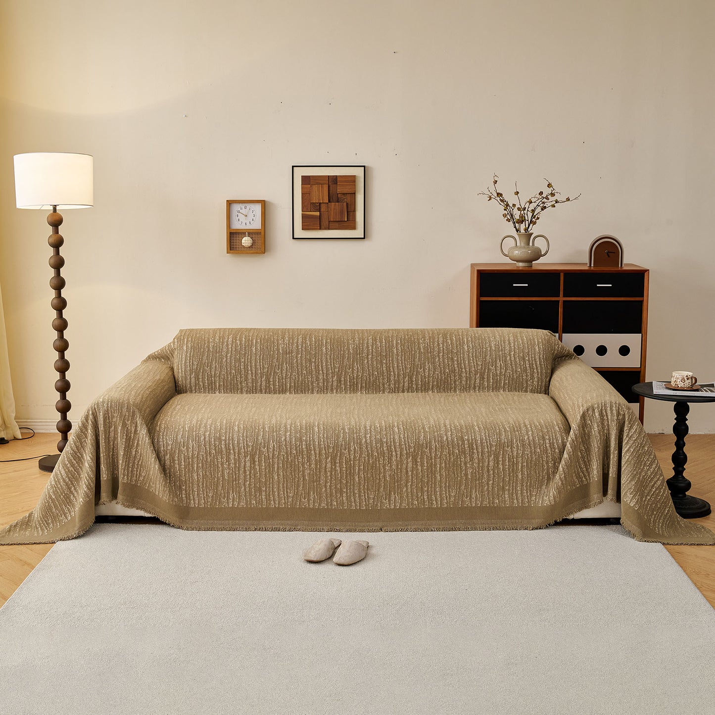 Textured Sofa Cover Blanket for Couch, Modern Decorative Furniture Protector Throw