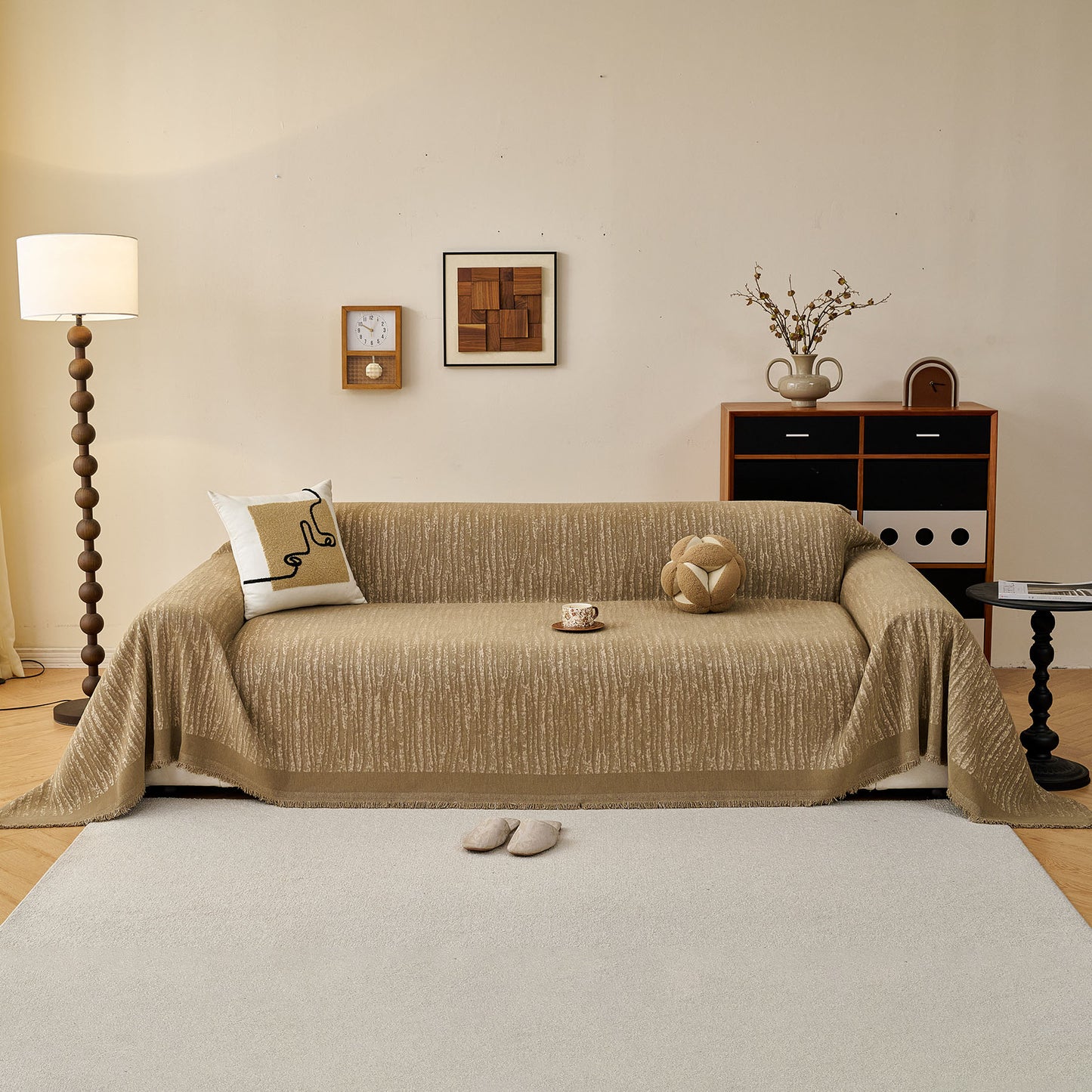 Textured Sofa Cover Blanket for Couch, Modern Decorative Furniture Protector Throw