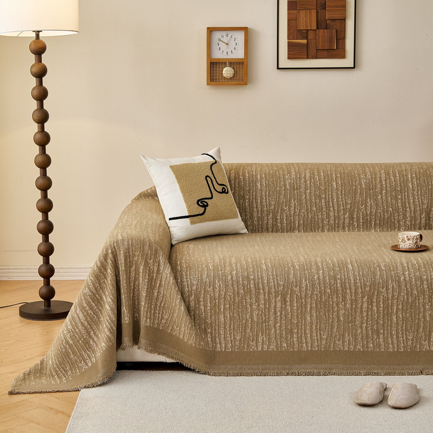 Textured Sofa Cover Blanket for Couch, Modern Decorative Furniture Protector Throw
