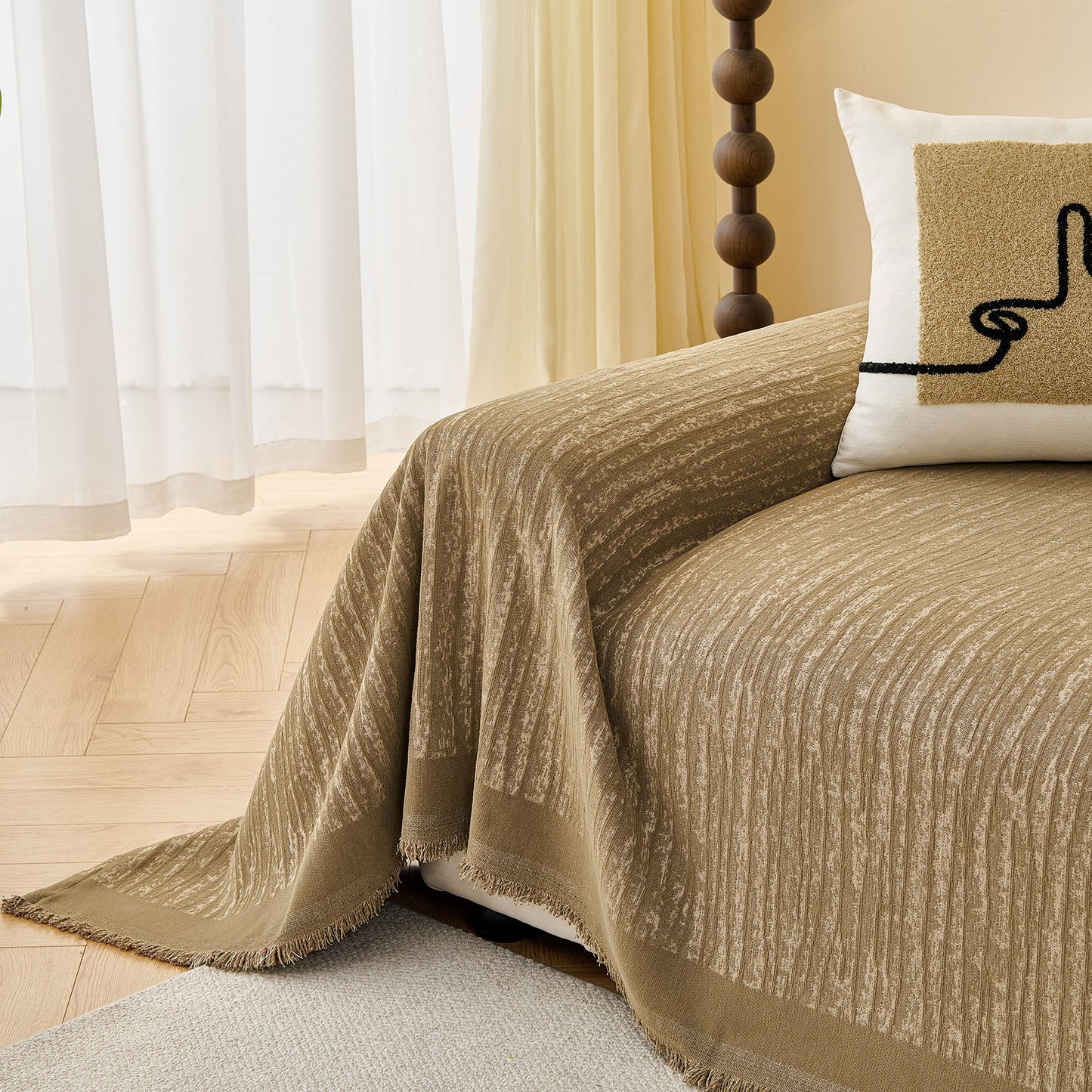 Textured Sofa Cover Blanket for Couch, Modern Decorative Furniture Protector Throw