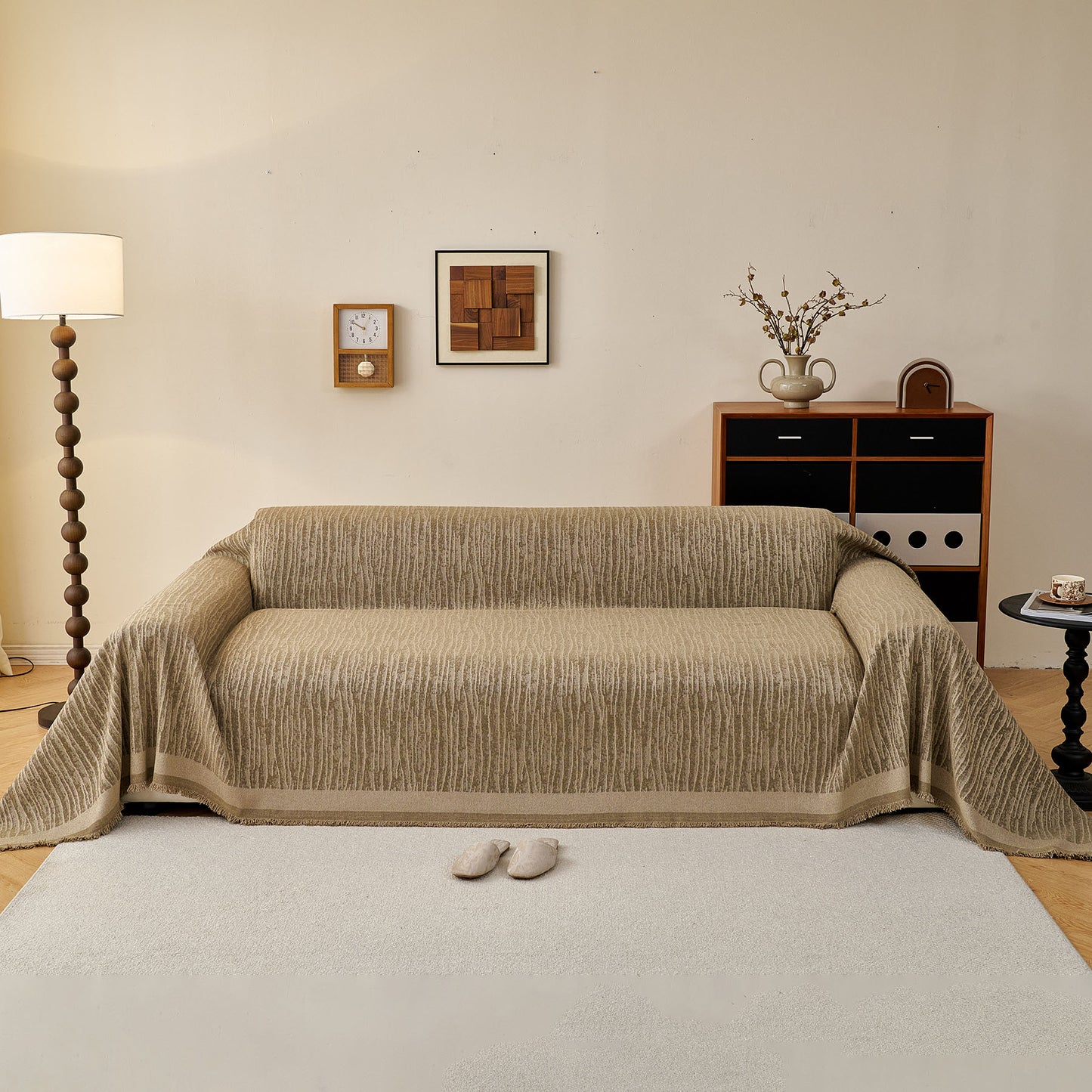 Textured Sofa Cover Blanket for Couch, Modern Decorative Furniture Protector Throw