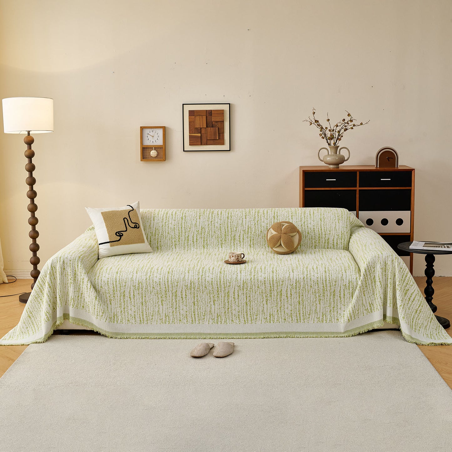 Textured Sofa Cover Blanket for Couch, Modern Decorative Furniture Protector Throw