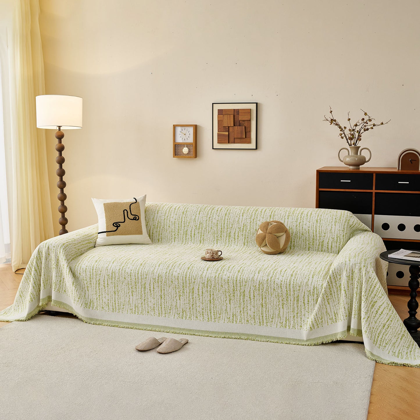Textured Sofa Cover Blanket for Couch, Modern Decorative Furniture Protector Throw
