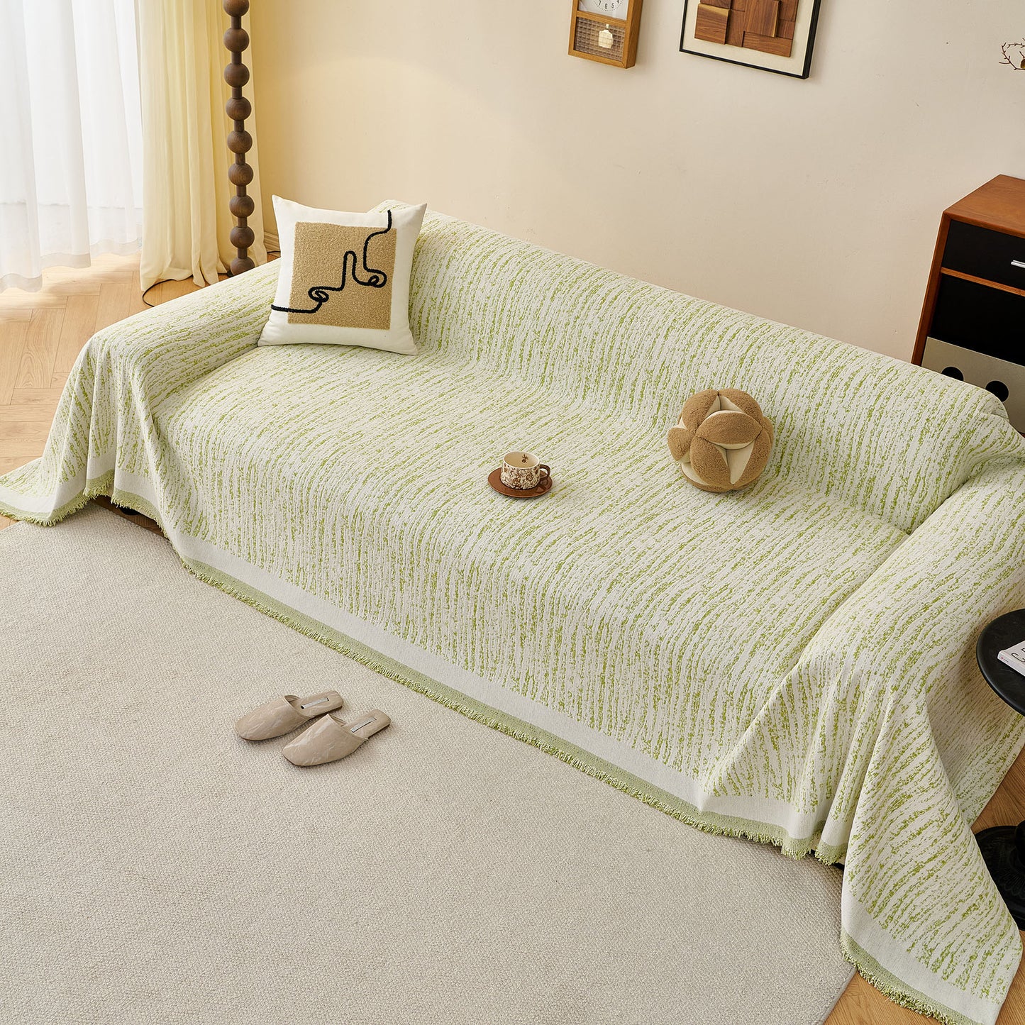 Textured Sofa Cover Blanket for Couch, Modern Decorative Furniture Protector Throw
