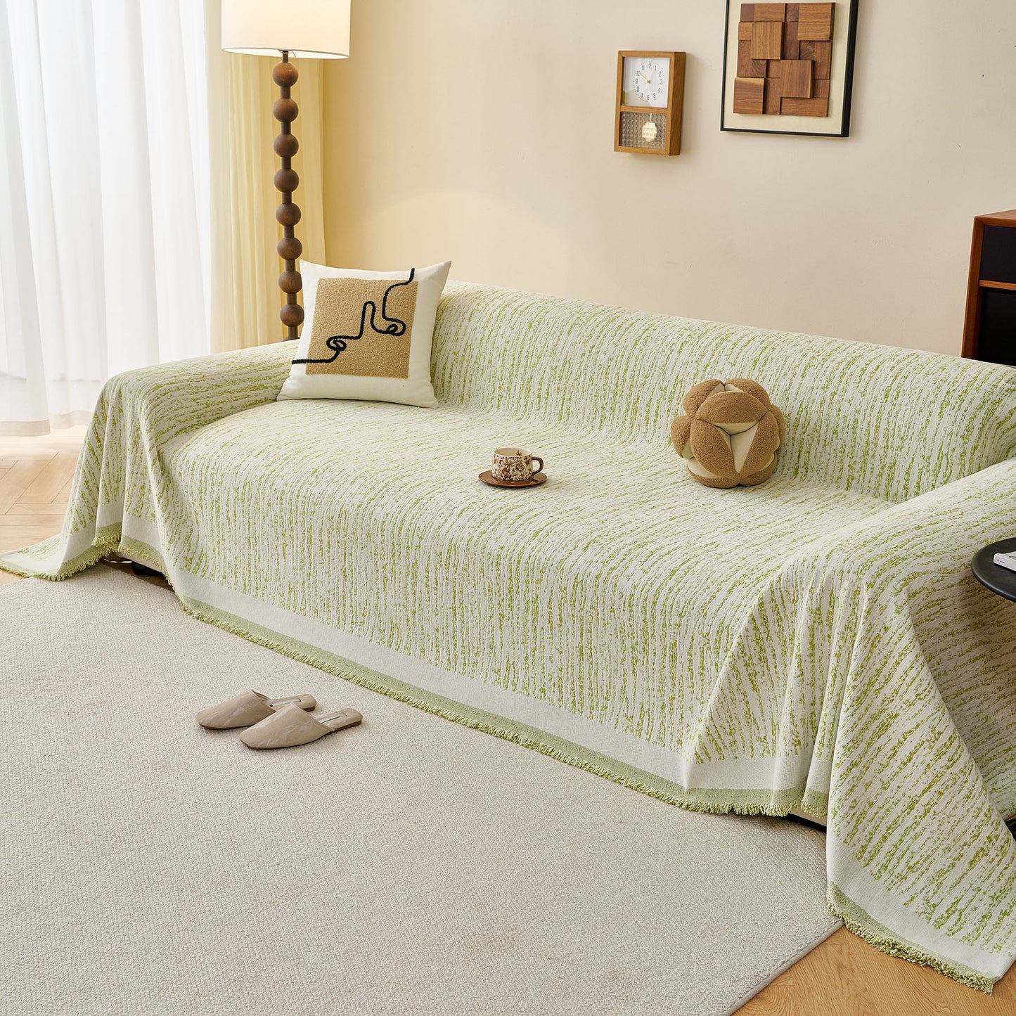 Textured Sofa Cover Blanket for Couch, Modern Decorative Furniture Protector Throw