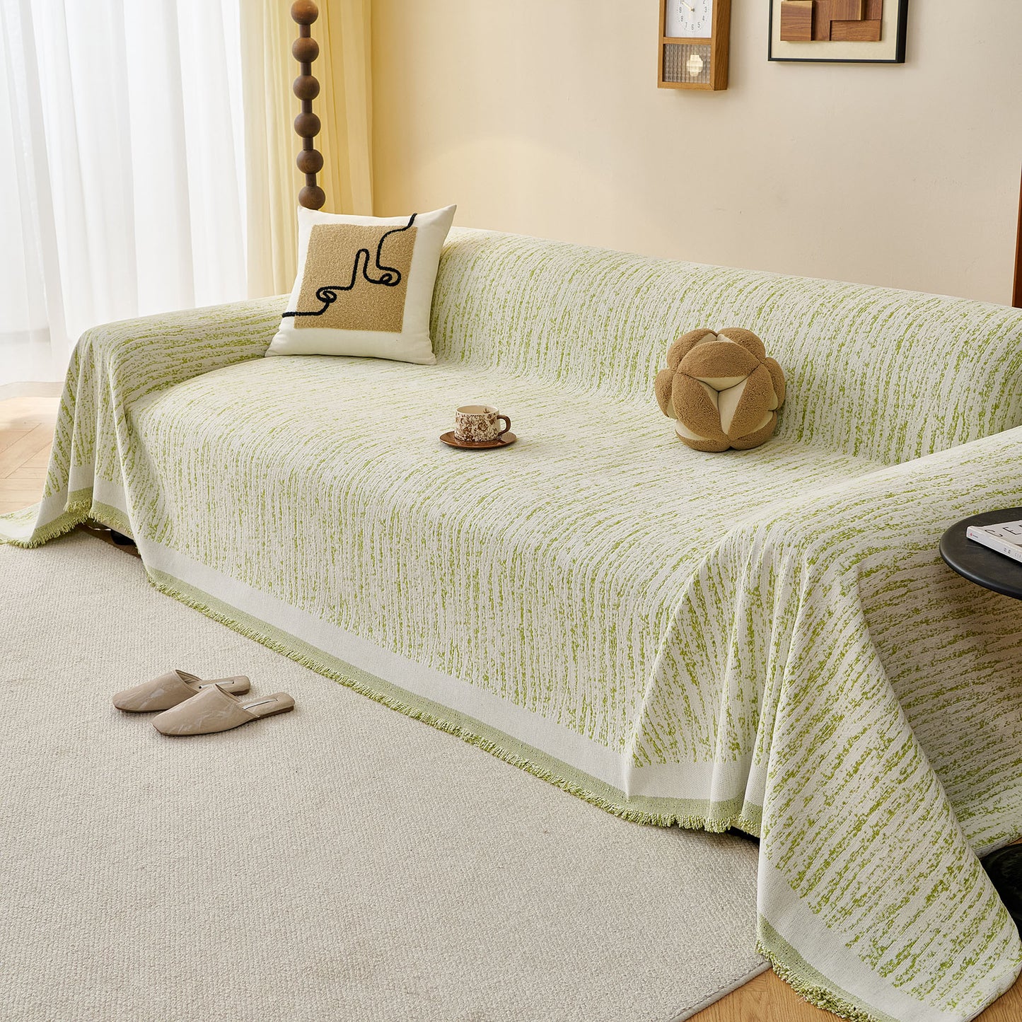 Textured Sofa Cover Blanket for Couch, Modern Decorative Furniture Protector Throw