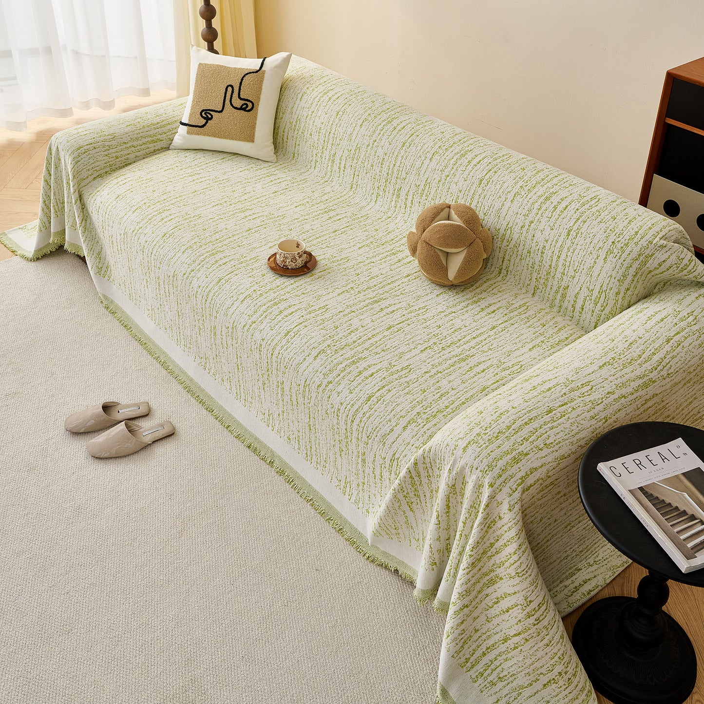 Textured Sofa Cover Blanket for Couch, Modern Decorative Furniture Protector Throw