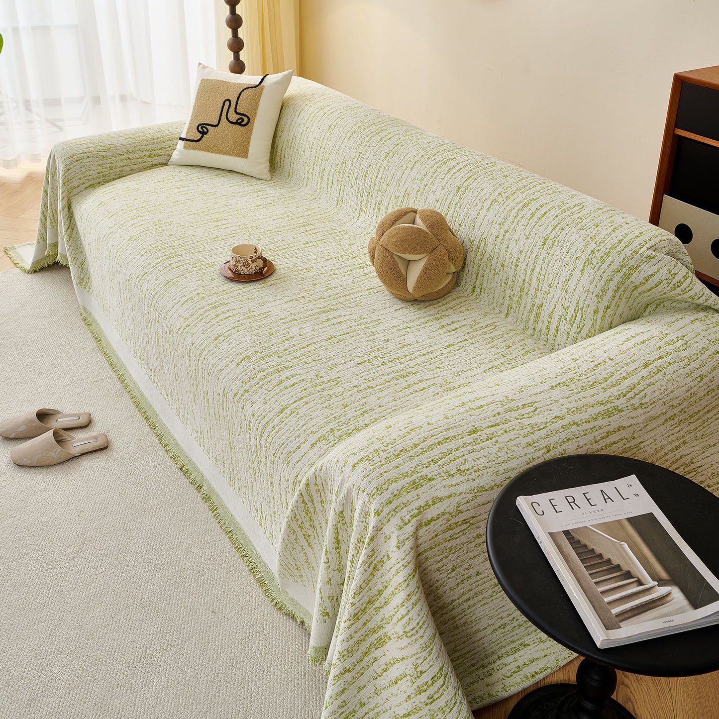 Textured Sofa Cover Blanket for Couch, Modern Decorative Furniture Protector Throw
