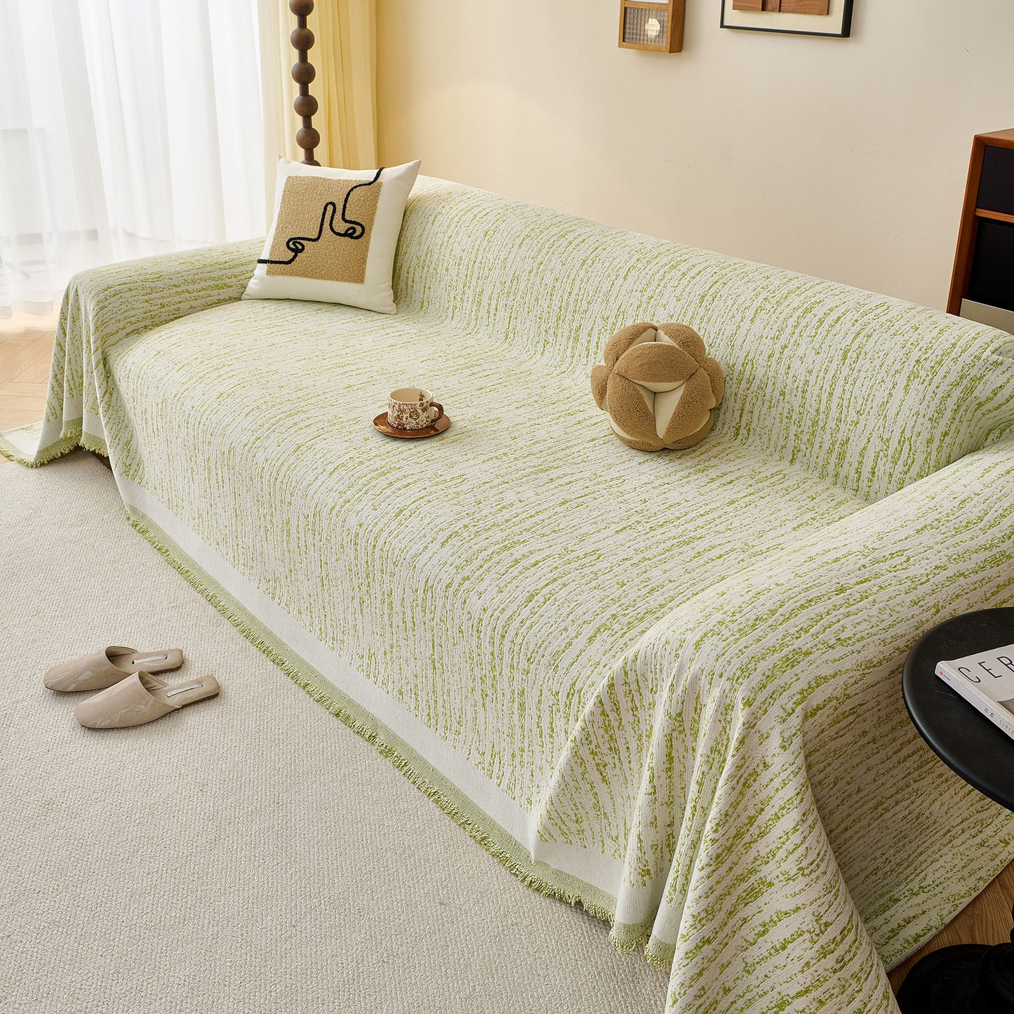 Textured Sofa Cover Blanket for Couch, Modern Decorative Furniture Protector Throw