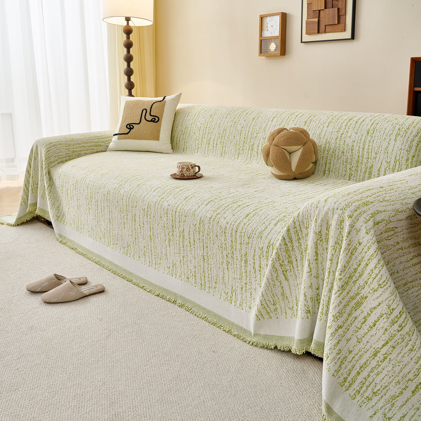 Textured Sofa Cover Blanket for Couch, Modern Decorative Furniture Protector Throw