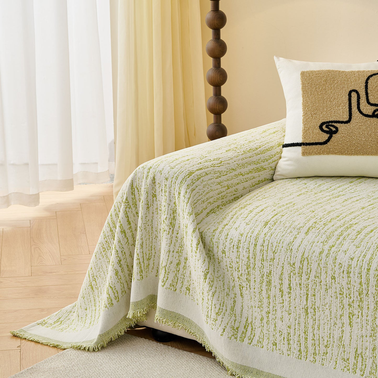 Textured Sofa Cover Blanket for Couch, Modern Decorative Furniture Protector Throw