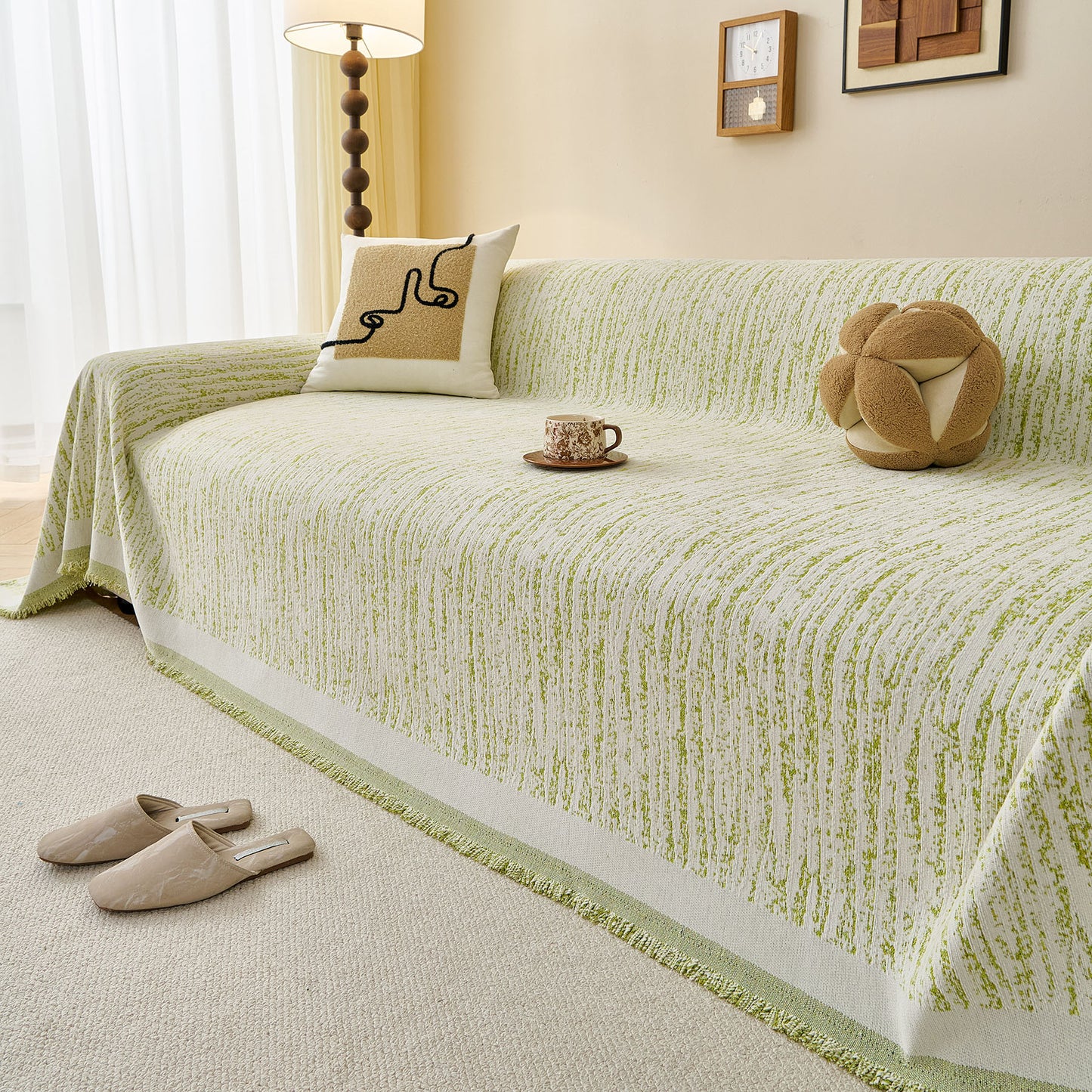 Textured Sofa Cover Blanket for Couch, Modern Decorative Furniture Protector Throw