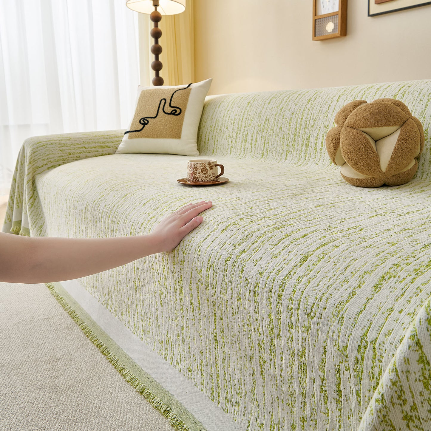 Textured Sofa Cover Blanket for Couch, Modern Decorative Furniture Protector Throw