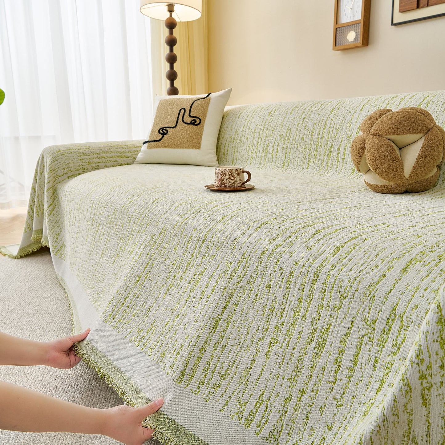 Textured Sofa Cover Blanket for Couch, Modern Decorative Furniture Protector Throw