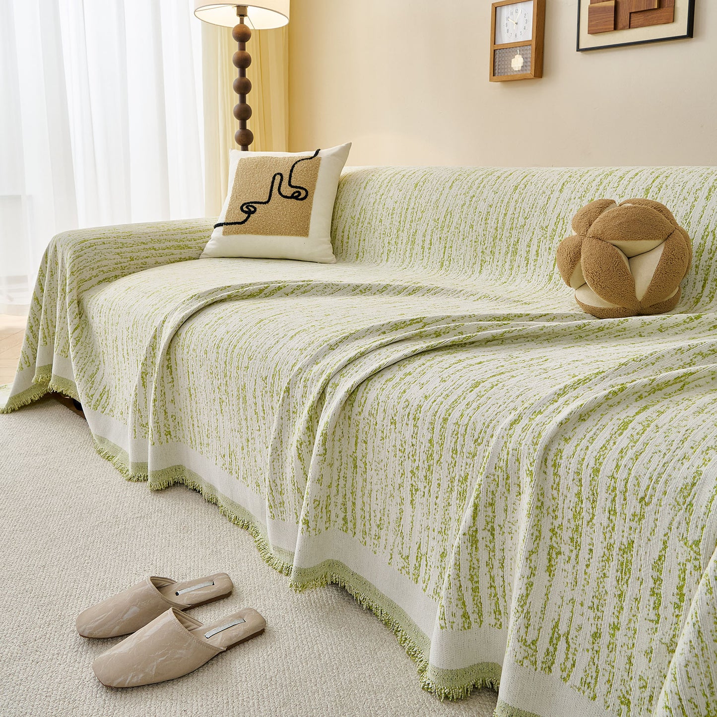 Textured Sofa Cover Blanket for Couch, Modern Decorative Furniture Protector Throw