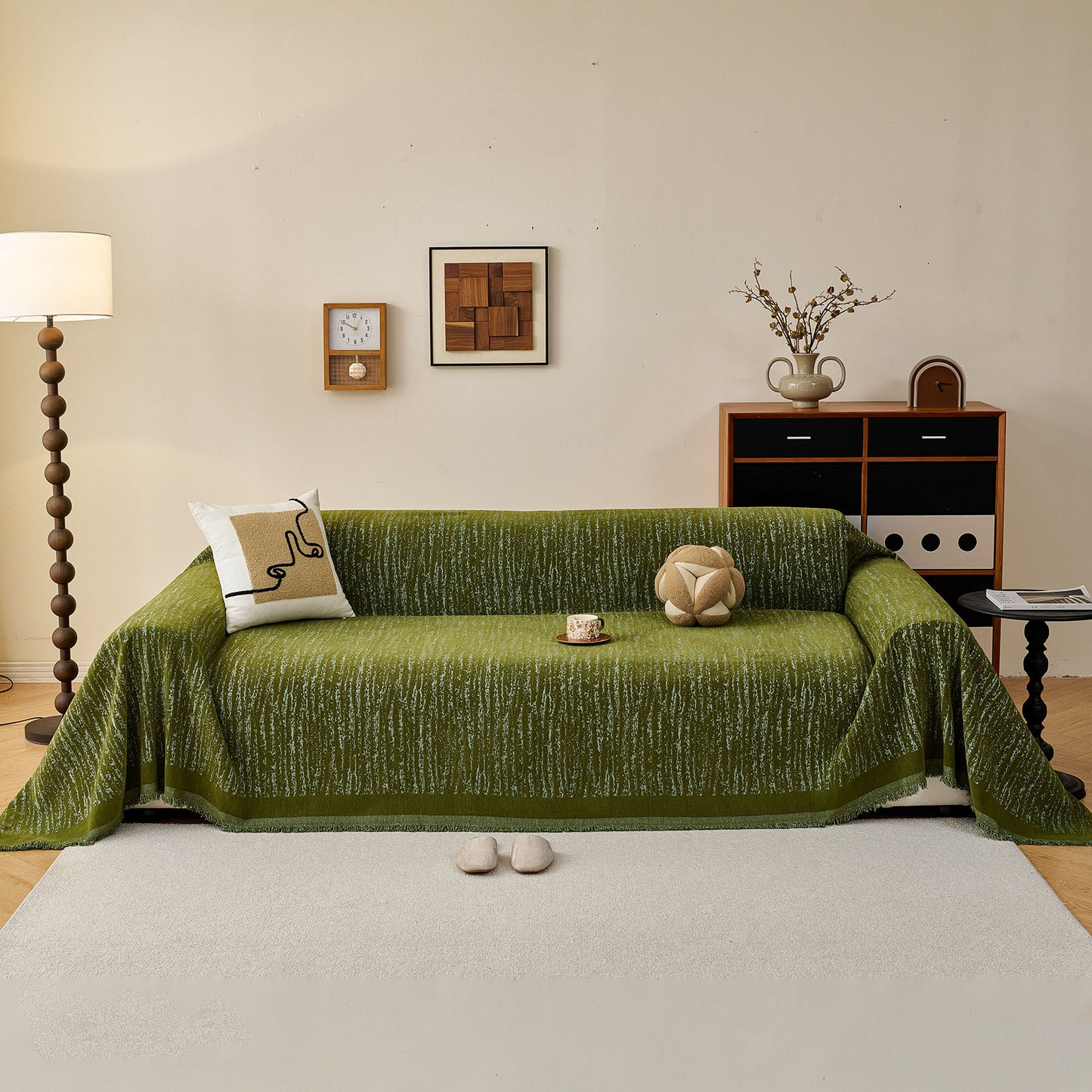 Textured Sofa Cover Blanket for Couch, Modern Decorative Furniture Protector Throw