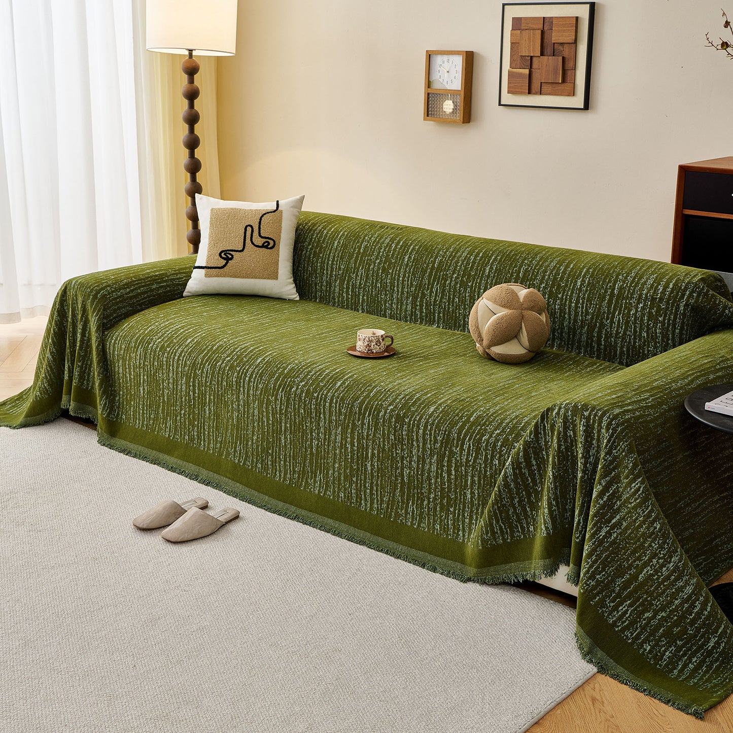 Textured Sofa Cover Blanket for Couch, Modern Decorative Furniture Protector Throw
