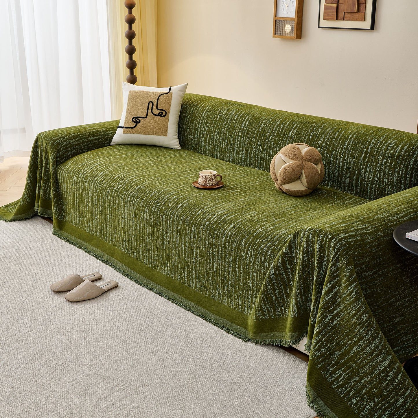 Textured Sofa Cover Blanket for Couch, Modern Decorative Furniture Protector Throw