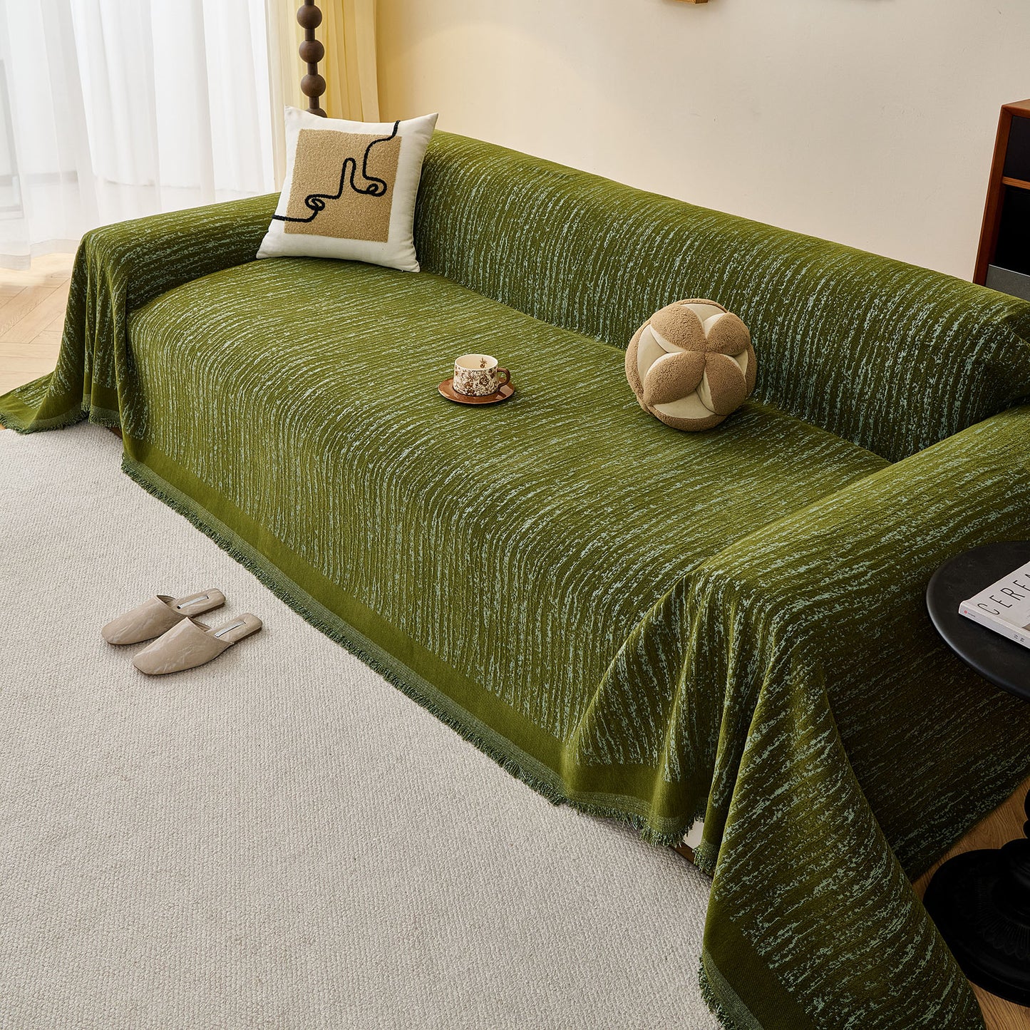 Textured Sofa Cover Blanket for Couch, Modern Decorative Furniture Protector Throw