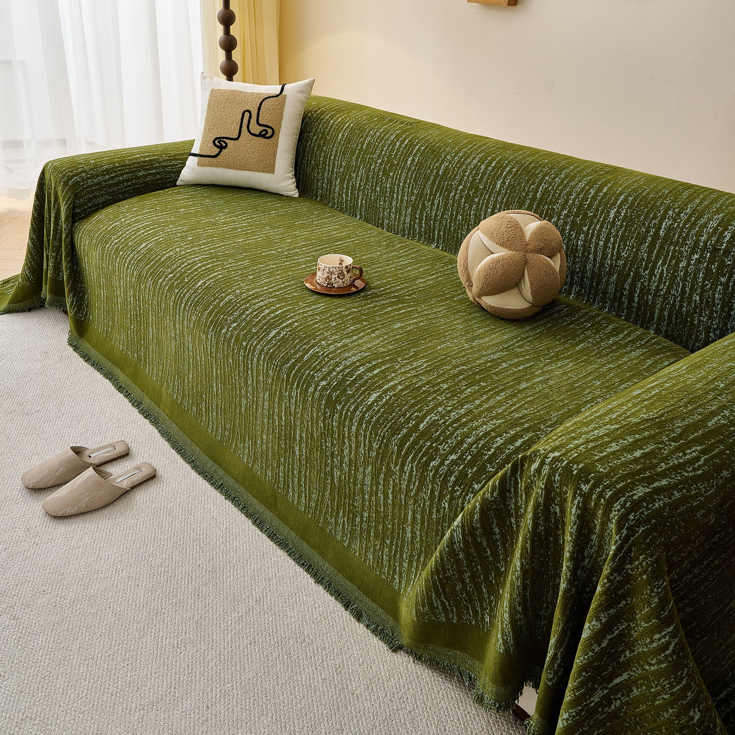 Textured Sofa Cover Blanket for Couch, Modern Decorative Furniture Protector Throw