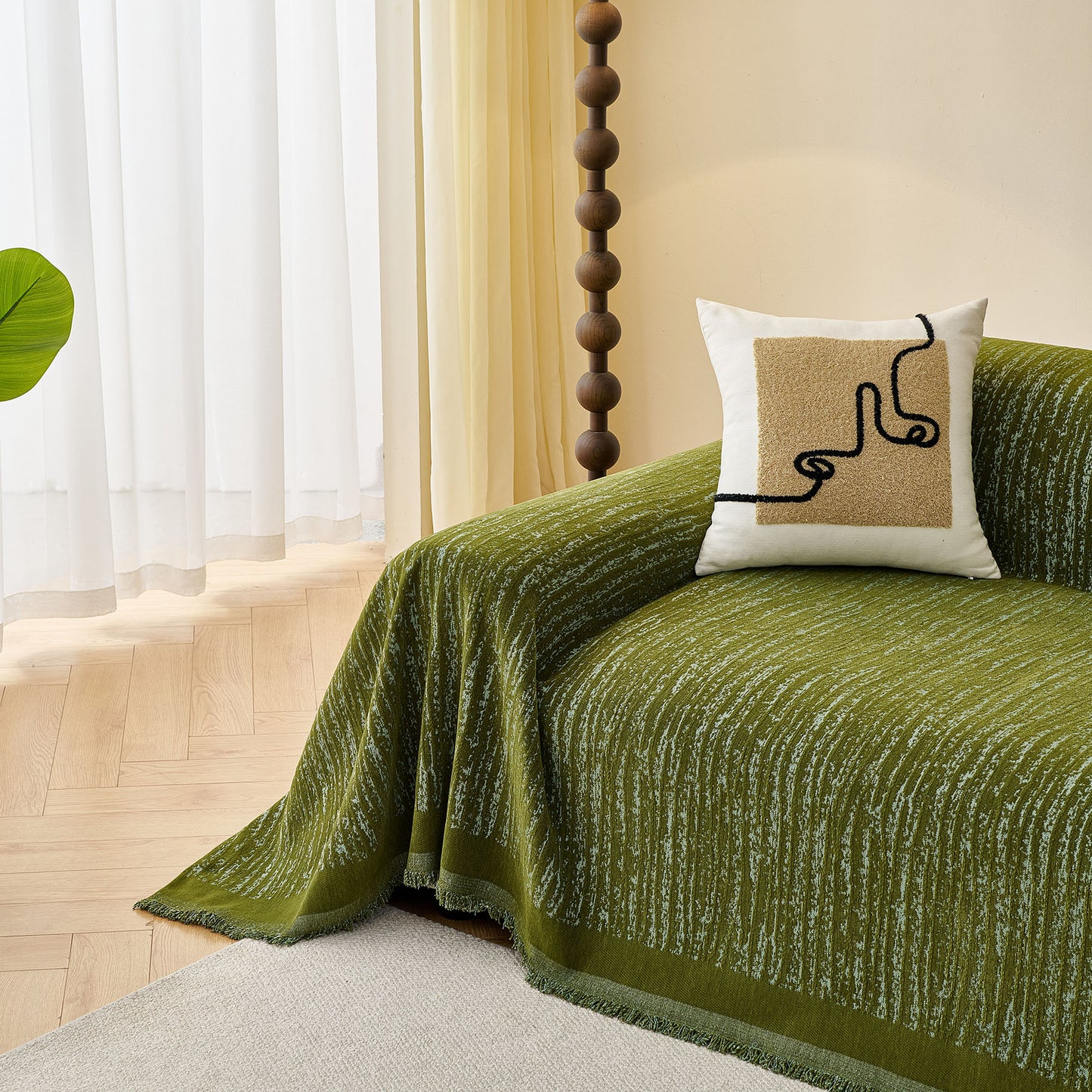 Textured Sofa Cover Blanket for Couch, Modern Decorative Furniture Protector Throw