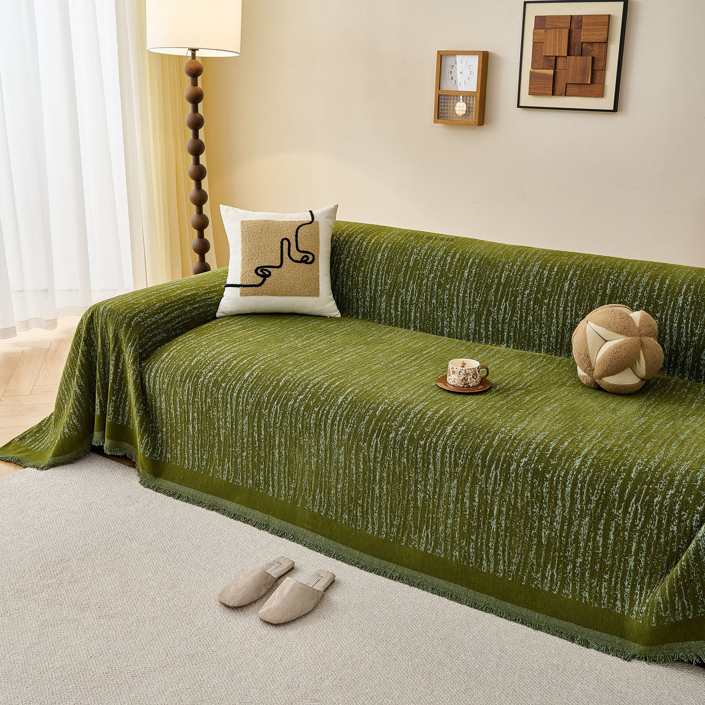 Textured Sofa Cover Blanket for Couch, Modern Decorative Furniture Protector Throw