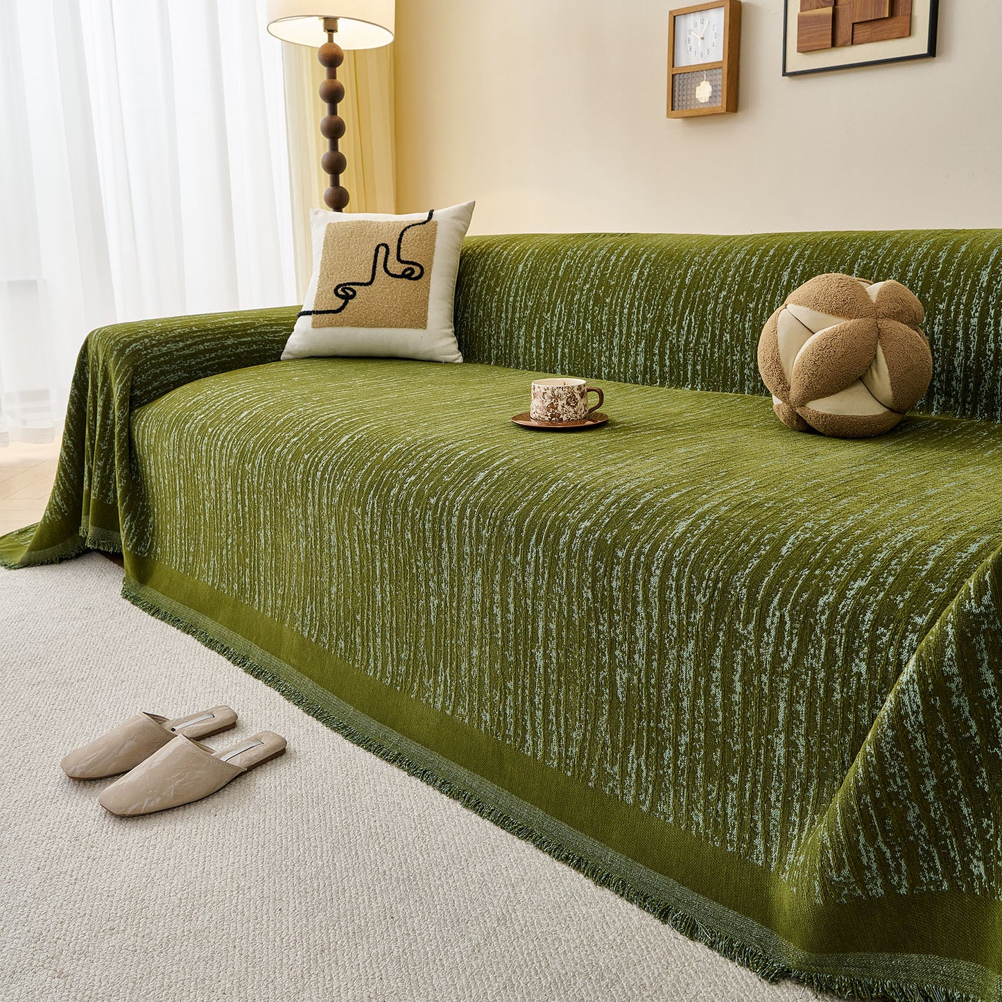 Textured Sofa Cover Blanket for Couch, Modern Decorative Furniture Protector Throw