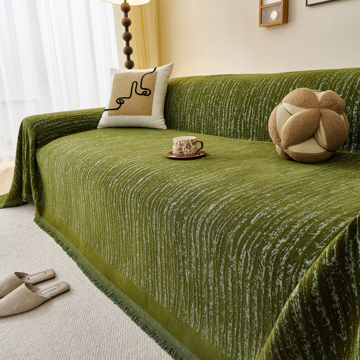 Textured Sofa Cover Blanket for Couch, Modern Decorative Furniture Protector Throw