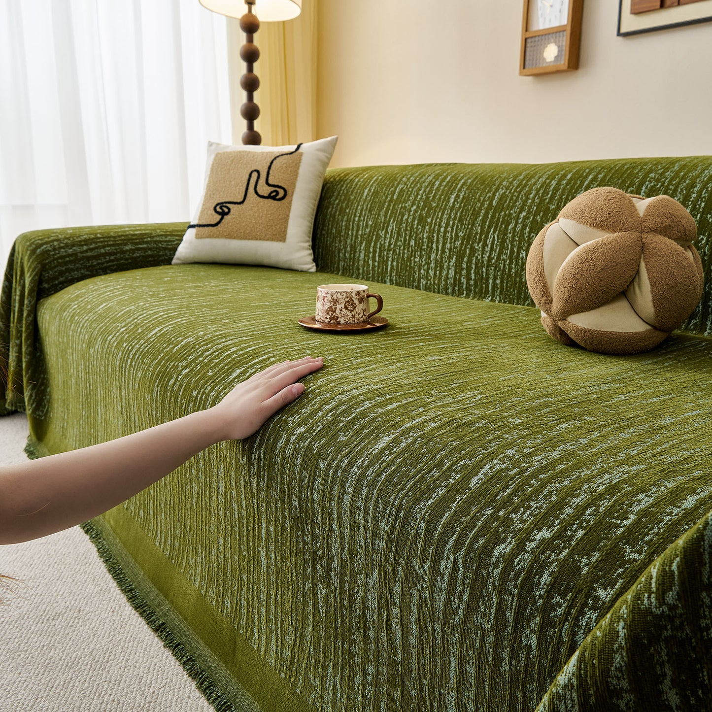 Textured Sofa Cover Blanket for Couch, Modern Decorative Furniture Protector Throw