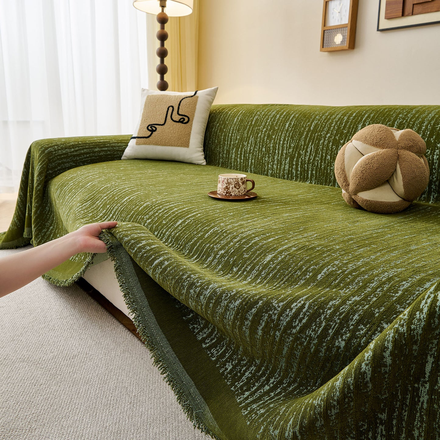 Textured Sofa Cover Blanket for Couch, Modern Decorative Furniture Protector Throw