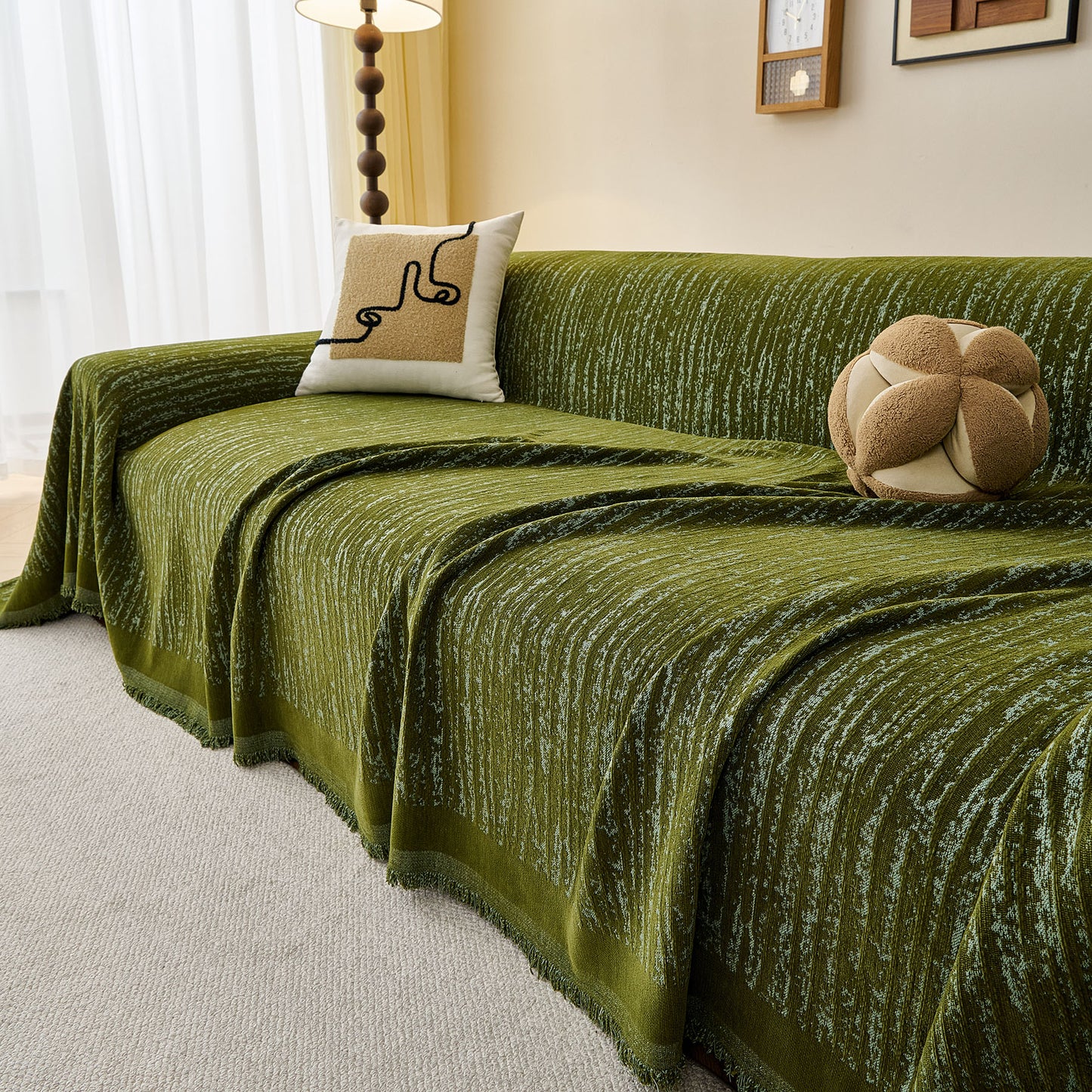 Textured Sofa Cover Blanket for Couch, Modern Decorative Furniture Protector Throw