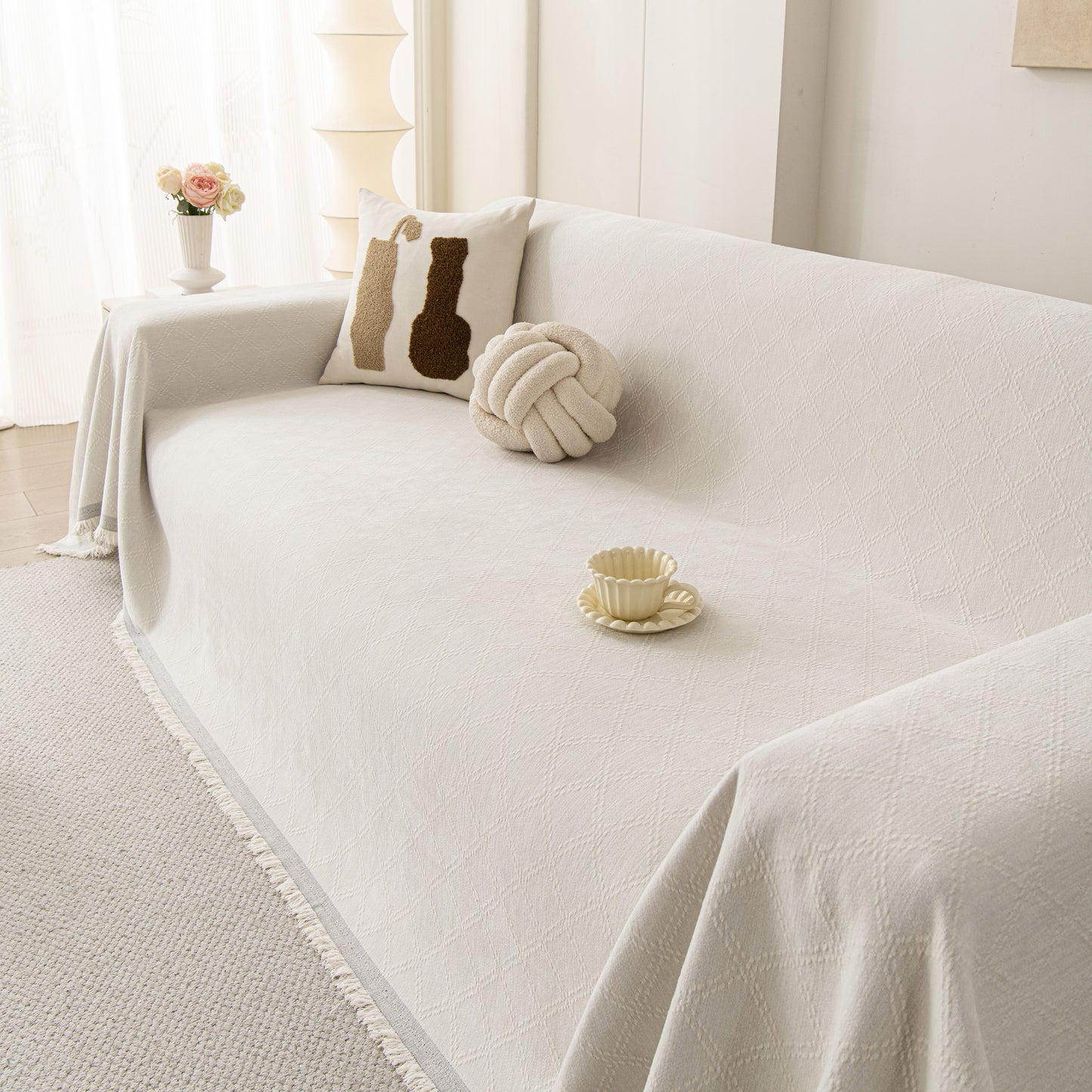 Soft Textured Couch Cover Slipcover Blanket, Modern Couch Covers for Dogs Washable