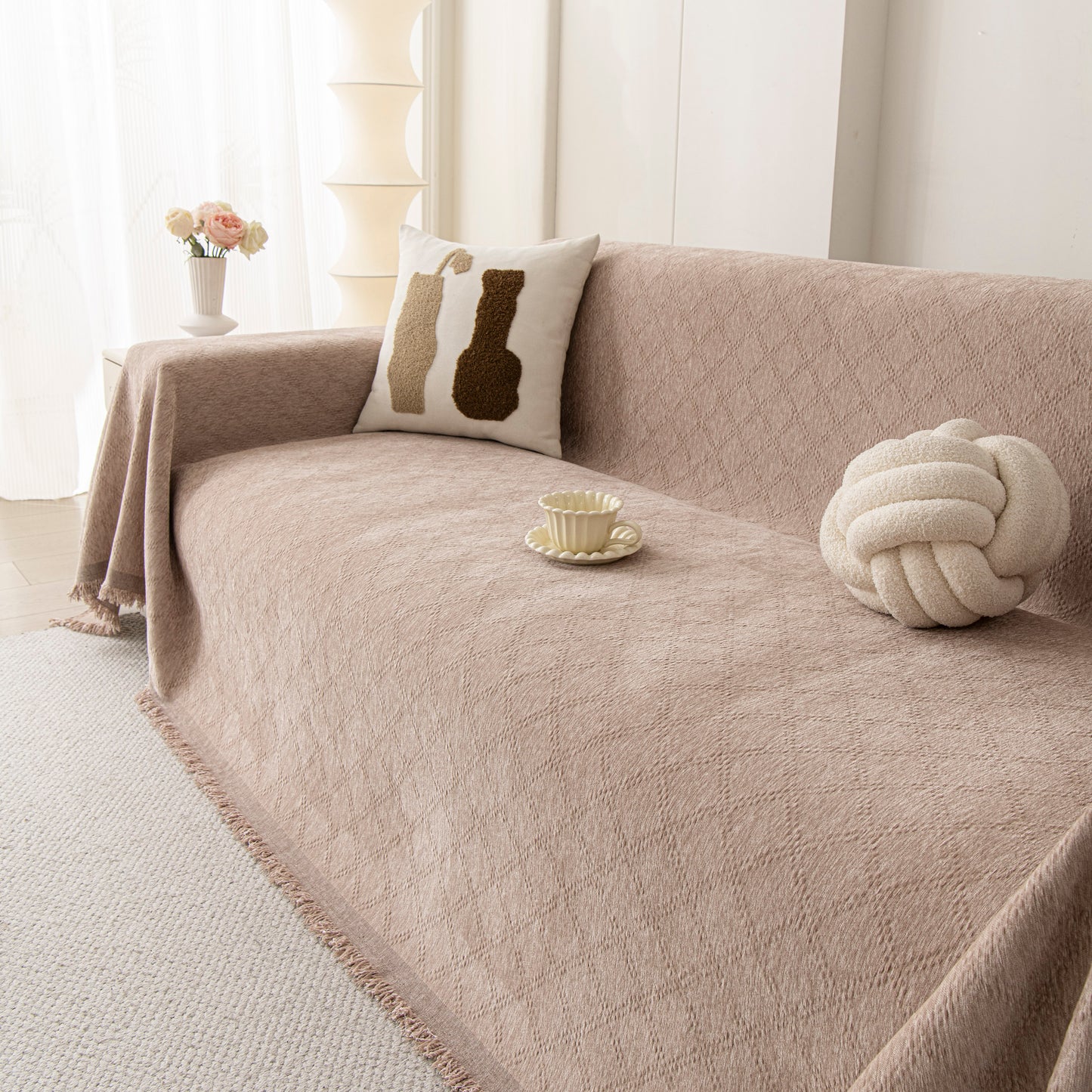 Soft Textured Couch Cover Slipcover Blanket, Modern Couch Covers for Dogs Washable