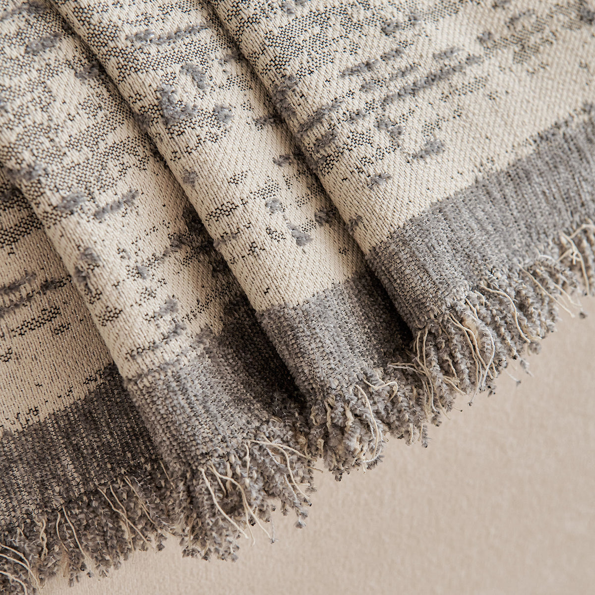 Distressed Abstract Chenille Sofa Throw Cover, Decorative Couch Protector with Tassels