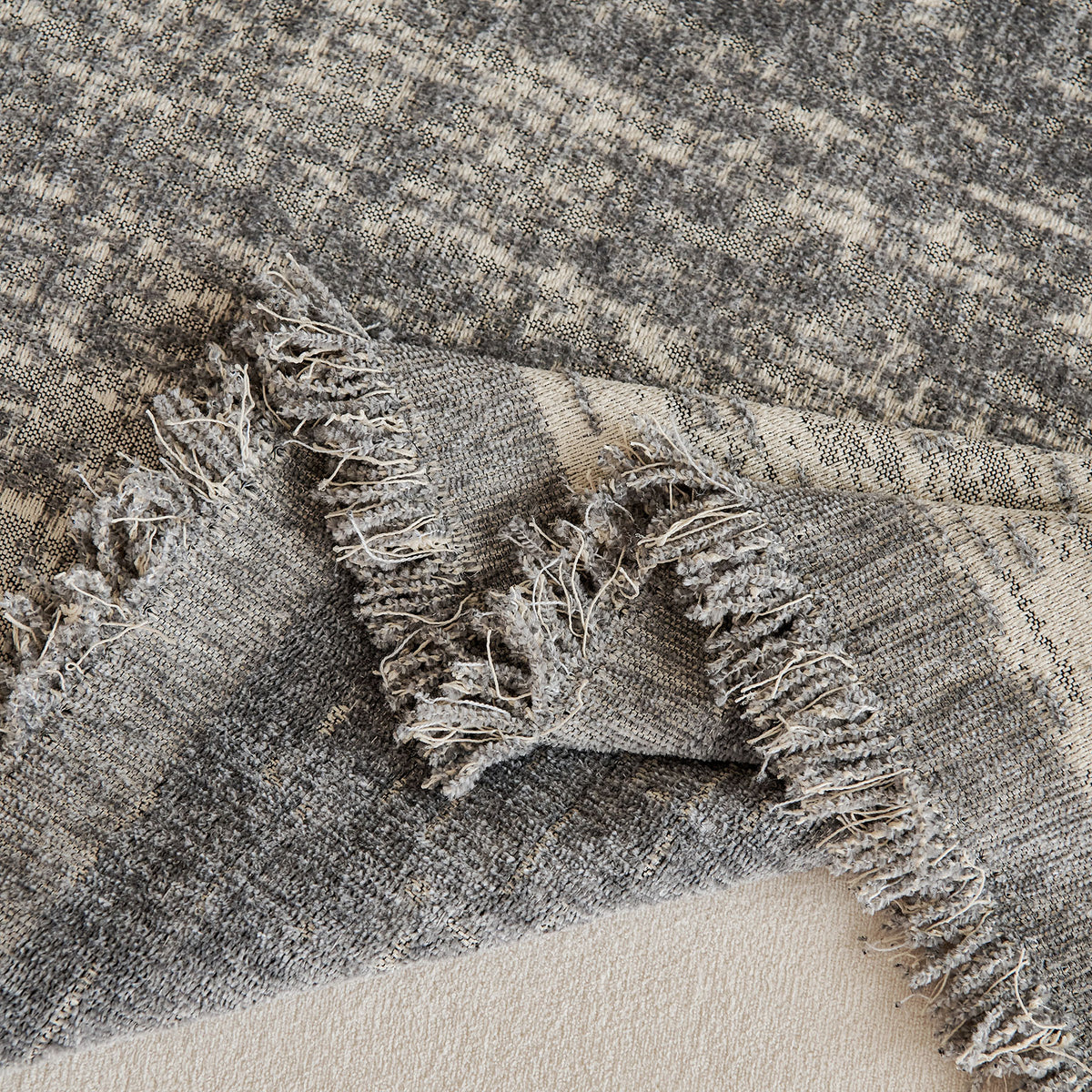 Distressed Abstract Chenille Sofa Throw Cover, Decorative Couch Protector with Tassels